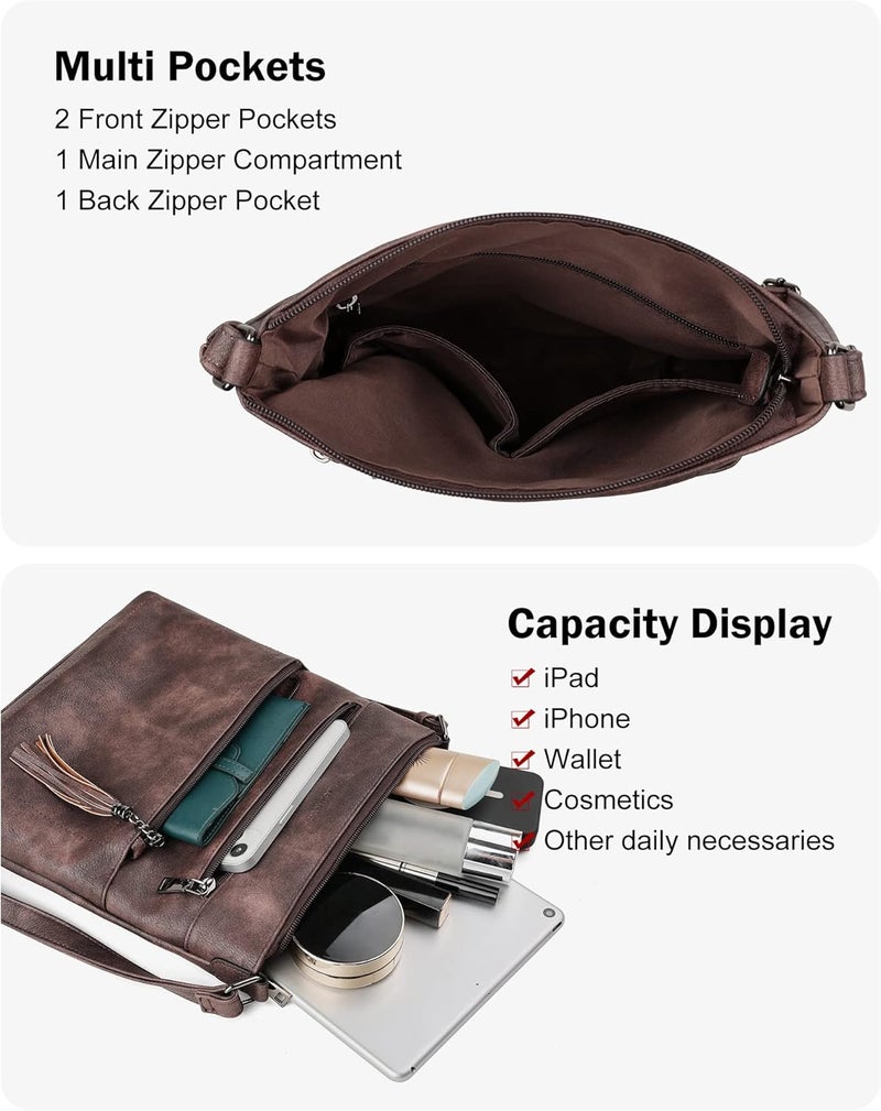 MASINTOR Crossbody Purses for Women, Multi Pocket Casual Crossbody Bag, Adjustable Strap Shoulder Bag with Tassel - Image 3